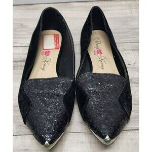 Penny Loves Kenny Womens Glitter  Ballet Flat Shoes Black Slip On Woman Size 7.5